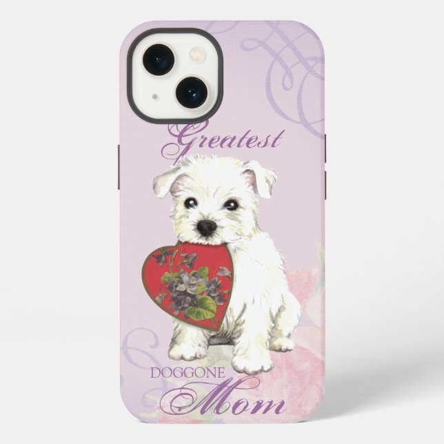 Funda Para iPhone Mamá corazón Westie (Reverso )
