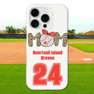 Funda Para iPhone 16 Pro Mamá de béisbol personalizada dibujada a mano de m