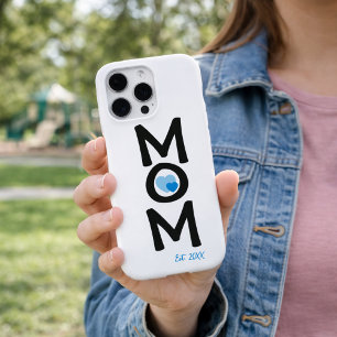 Funda Para iPhone 16 Pro Max Mamá Estableció Doble Corazón Azul Anidado