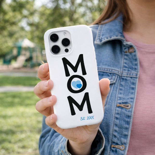 Funda Para iPhone Mamá Estableció Doble Corazón Azul Anidado (Subido por el creador)
