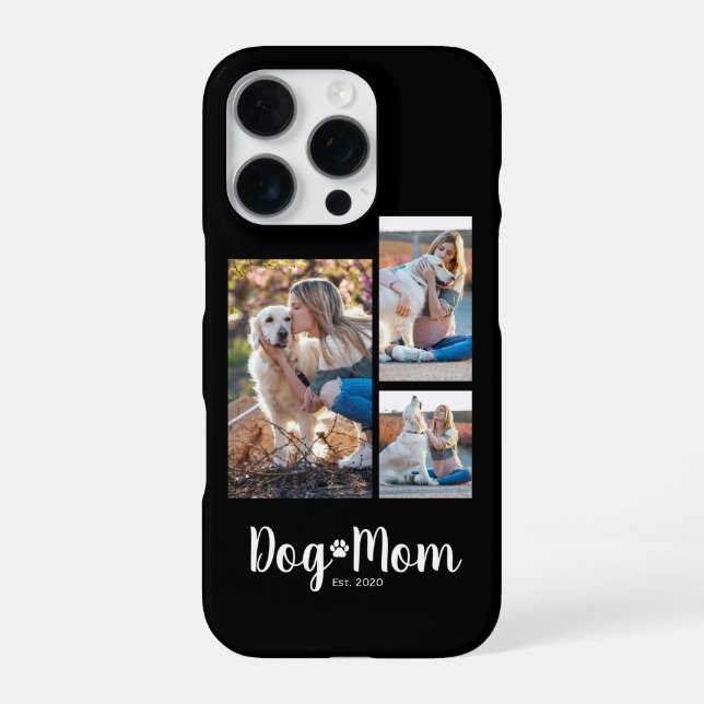 Funda Para iPhone Mamá Perro Establecido Script Negro 3 Fotos  (Reverso)