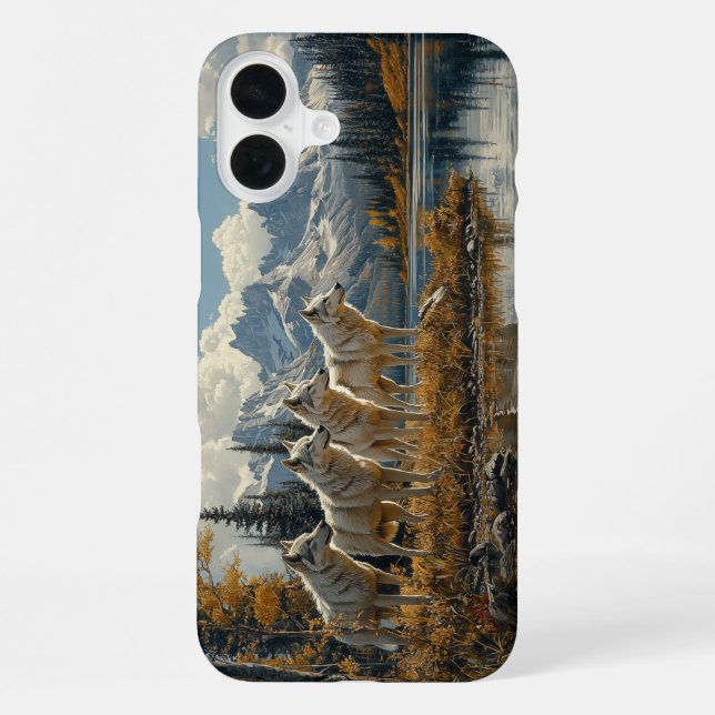 Funda Para iPhone Manada de lobos junto al lago (Reverso )