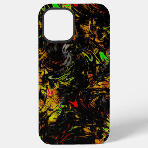 Funda Para iPhone 12 Pro Max Manchas coloridas llamativas envueltas en negro br