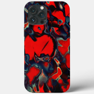 Funda Para iPhone 13 Pro Max Manchas rojas extremas en bordes grises sobre un f