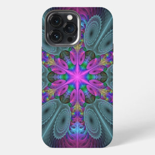 Funda Para iPhone 13 Pro Max Mandalá Colorido Impactante Arte Fractal Caleidosc