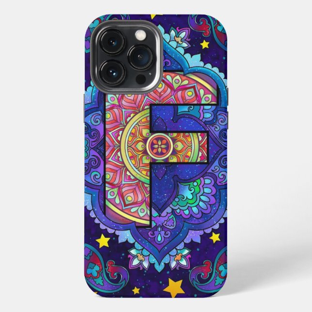 Funda Para iPhone mandala de la letra F  (Reverso )