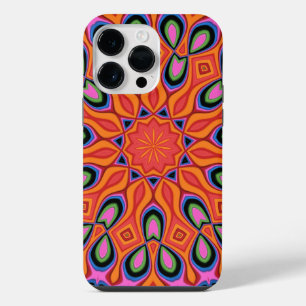 Funda Para iPhone 14 Pro Max Mandalá Retro Naranja Hipster