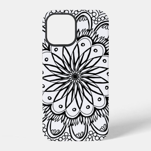 Funda Para iPhone Mandalas de flores dibujadas a mano (Reverso )