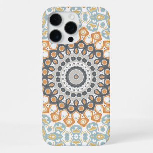 Funda Para iPhone 16 Pro Max Mandalas geométricas en naranja, gris y azul