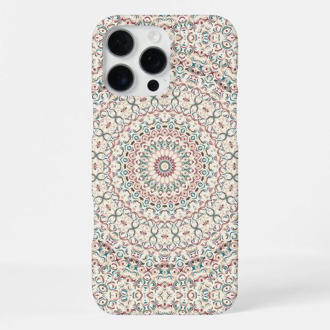Funda Para iPhone Mandalas geométricos intrincados en turquesa, rosa (Reverso )