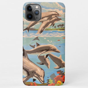 Funda Para iPhone 11Pro Max Mano Pintada Por Número   Delfines lúdicos