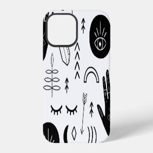 Funda Para iPhone 12 Manos mágicas, luna, patrón étnico.