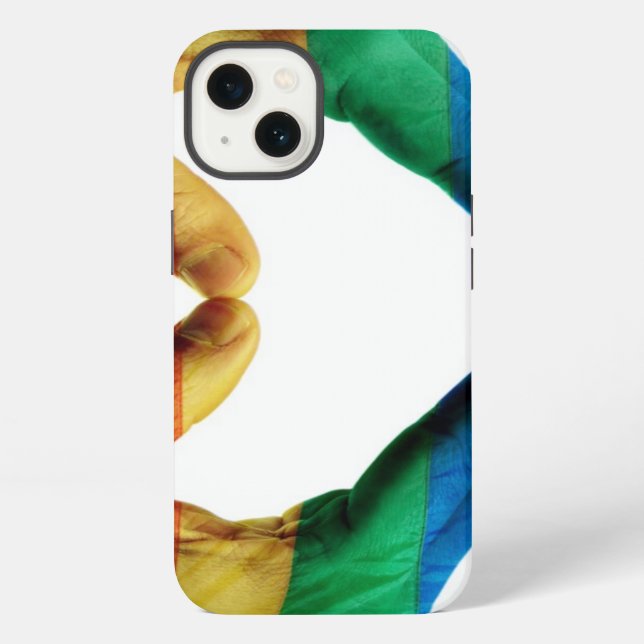 Funda Para iPhone Manos pintadas como corazón del arco iris (Reverso )