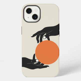 Manos sosteniendo el sol. Diseño retro
