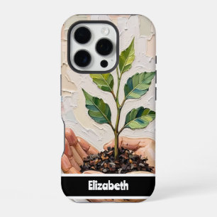 Funda Para iPhone 16 Pro Manos sosteniendo una planta de semillero en las m