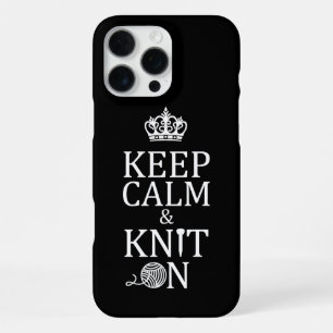 Funda Para iPhone 16 Pro Max Mantén la Calma Teje en Crafts Oscuro