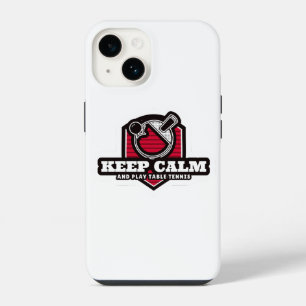 Funda Para iPhone 14 Mantén la Calma y Juega Tenis de Mesa