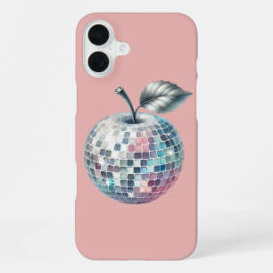 Funda Para iPhone 16 Plus Manzana de bola de discoteca rosa 