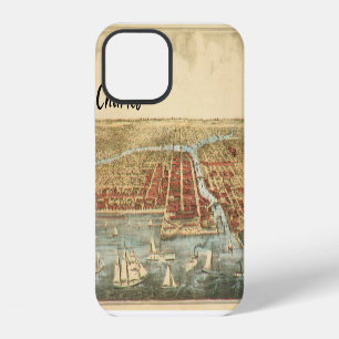 Funda Para iPhone 12 Mapa Antiguo de Chicago, Calle LaSalle y Río