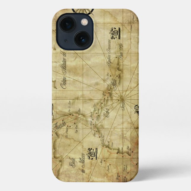Funda Para iPhone Mapa antiguo del Caribe (Reverso )