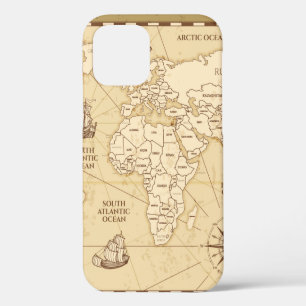 Funda Para iPhone 12 Mapa antiguo vintage del mundo con países fronteri
