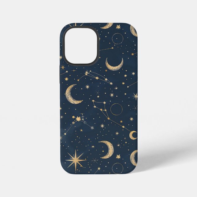 Funda Para iPhone Mapa Celestial Antiguo de Marfil Luna Estrellas Az (Reverso )
