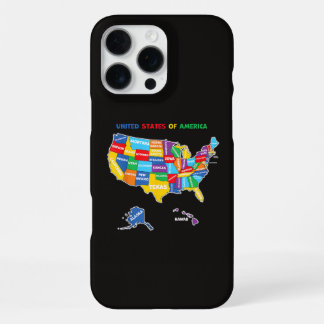 Funda Para iPhone 16 Pro Max Mapa colorido de los Estados Unidos de América con