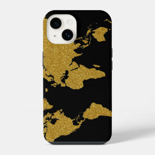 Funda Para iPhone 14 mapa de colores dorados de la Tierra