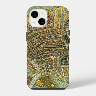 Funda Para iPhone 14 Mapa de la calle antigua de Ámsterdam, Países Bajo