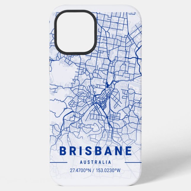 Funda Para iPhone Mapa de la ciudad de Brisbane con tinte azul (Reverso )