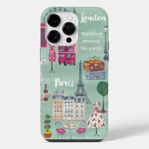 Funda Para iPhone 14 Pro Max Mapa de viaje Londres París