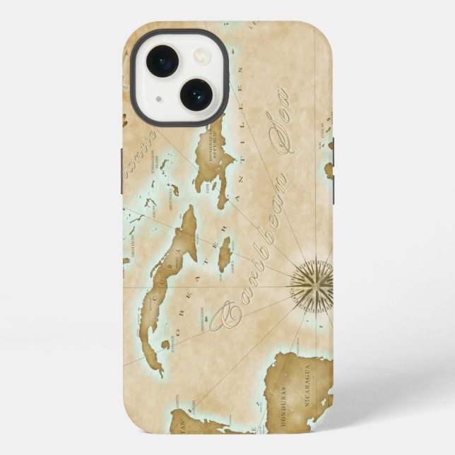 Funda Para iPhone Mapa del Caribe vintage (Reverso )
