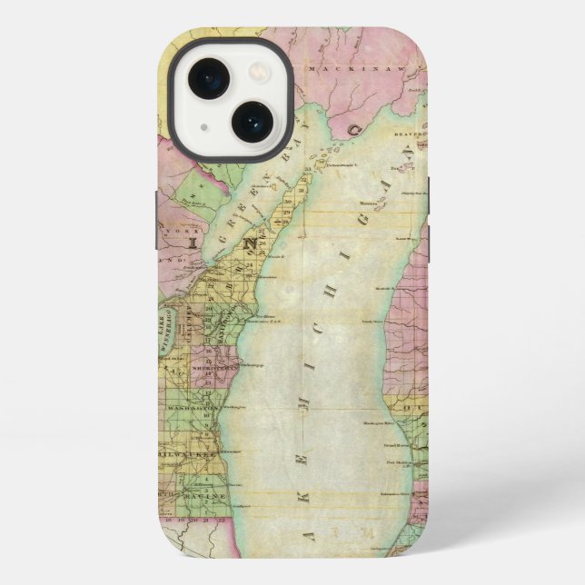 Funda Para iPhone Mapa del estado de Michigan (Reverso )
