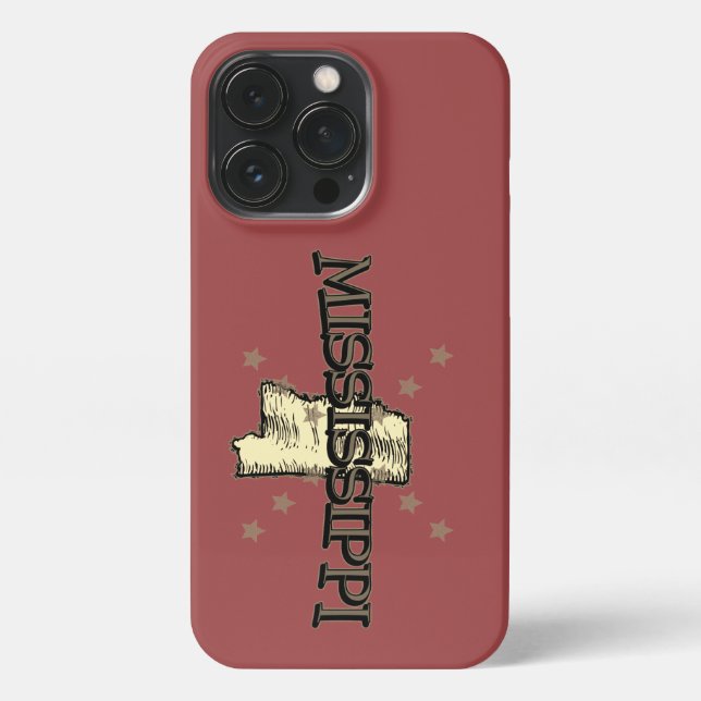 Funda Para iPhone Mapa del estado de Mississippi (Reverso)