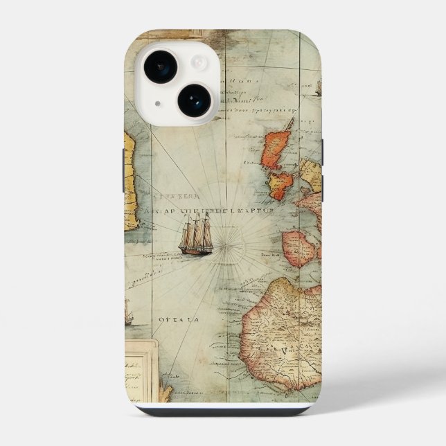 Funda Para iPhone Mapa del mundo antiguo (Reverso )