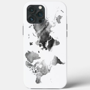 Funda Para iPhone 13 Pro Max Mapa del mundo en acuarela en blanco y negro moder