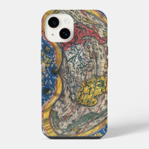 Funda Para iPhone 14 Mapa del mundo en forma de corazón antiguo de Pete