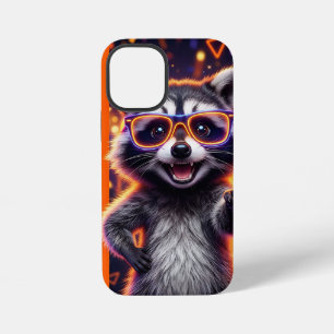 Funda Para iPhone 12 Mini Mapache con gafas amarillas brillantes de borde na