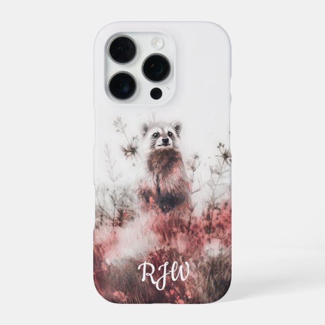 Funda Para iPhone Mapache En La Pradera Roja (Reverso)