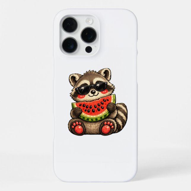 Funda Para iPhone Mapache Lindo con Sandía (Reverso )