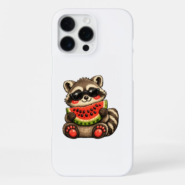 Funda Para iPhone Mapache Lindo con Sandía (Reverso )