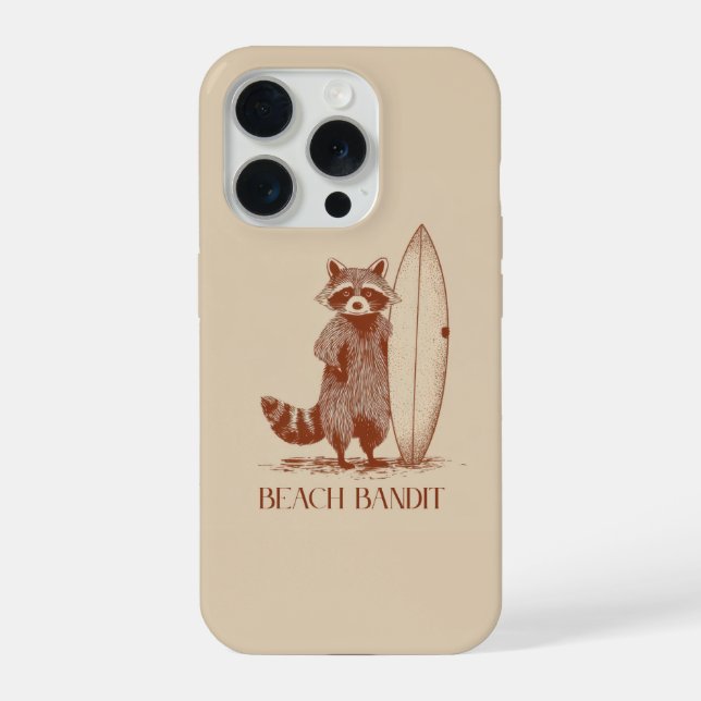 Funda Para iPhone Mapache Surfista Bandido de Playa – Divertido Vint (Reverso )