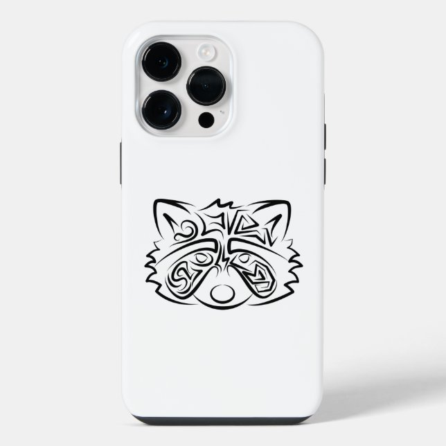 Funda Para iPhone Mapache Tribal Blanco y Negro (Reverso )