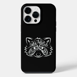 Funda Para iPhone 14 Pro Max Mapache Tribal Blanco y Negro