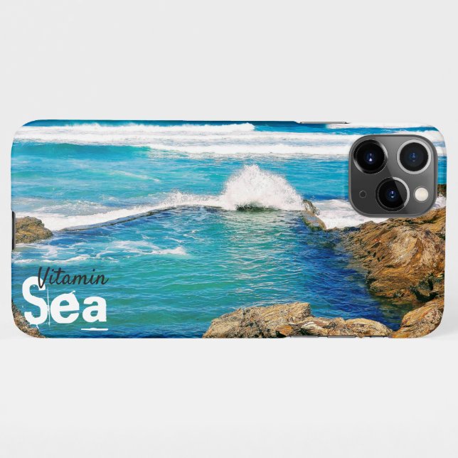 Funda Para iPhone Mar de vitamina, oleaje turquesa con salpicaduras (Reverso horizontal)