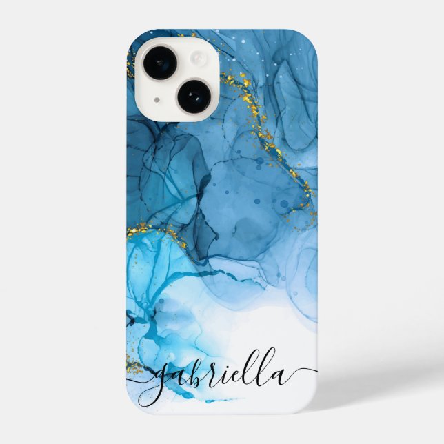 Funda Para iPhone Marble abstracto azul (Reverso )