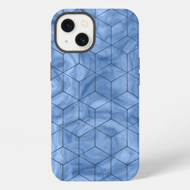 Funda Para iPhone Marble azul geométrico (Reverso )