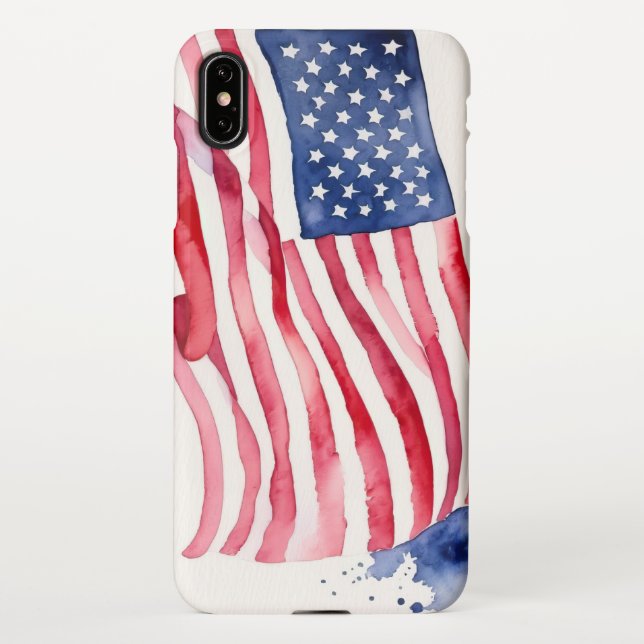 Funda Para iPhone Marca de acuarela de Estados Unidos (Reverso)