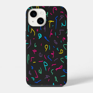 Funda Para iPhone 14 Marcas brillantes de neón sobre negro