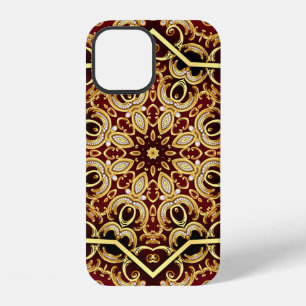 Funda Para iPhone 12 marco de fondo de ilustración con perla y oro(